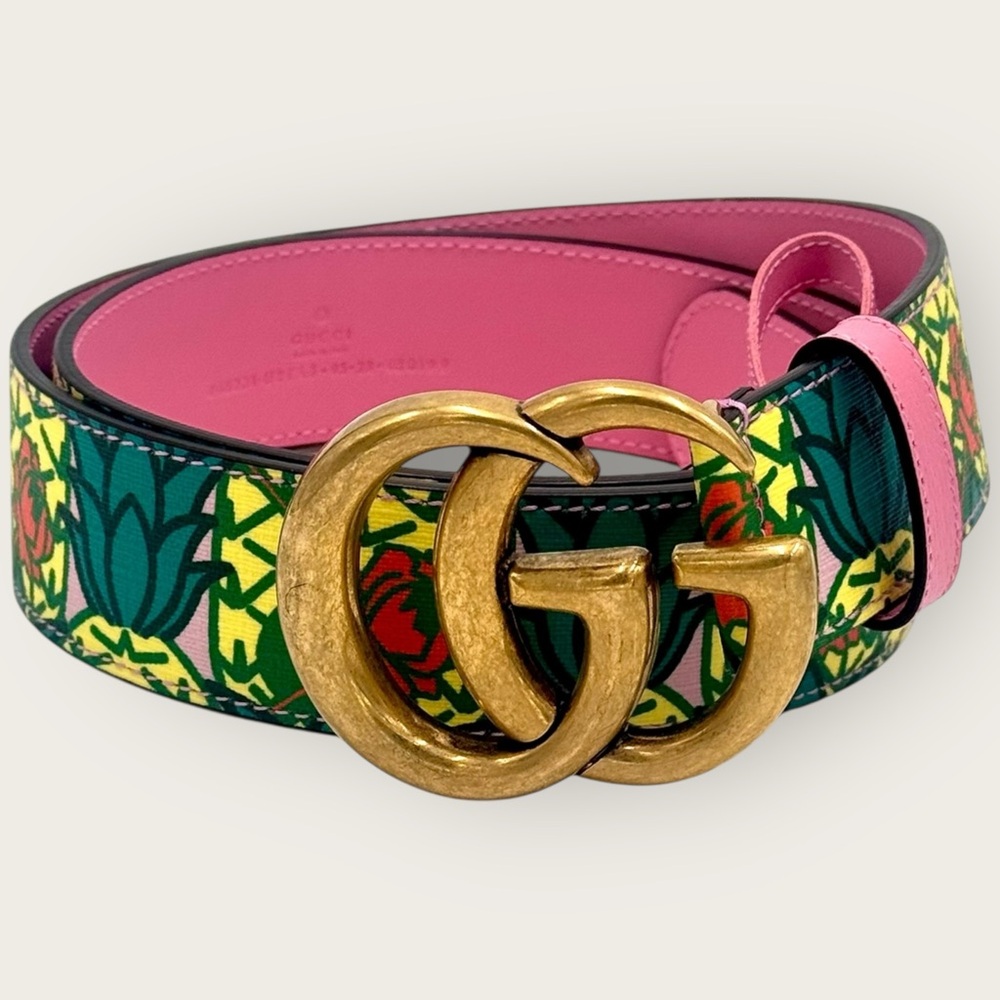 Gucci GG Marmont *rare* pineapple collection leather logo monogram belt NEW